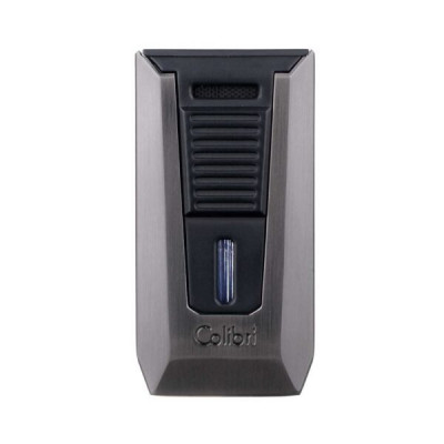 Зажигалка для сигар Colibri Slide два турбо-пламени черная-оружейная сталь LI850T12