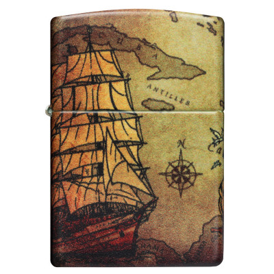 Зажигалка ZIPPO 49355 Pirate Ship White Matte