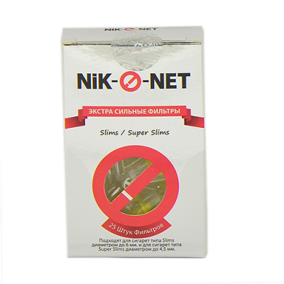 Мундштук для сигарет мини-фильтр 6мм/4.5мм Slim/SuperSlim Nic-O-Net 25 шт.