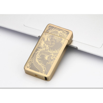 Зажигалка электроимпульсная USB Lighter Dragon Gold 1003