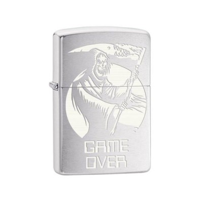 Зажигалка Zippo 200 Skull Game Over Brushed Chrome