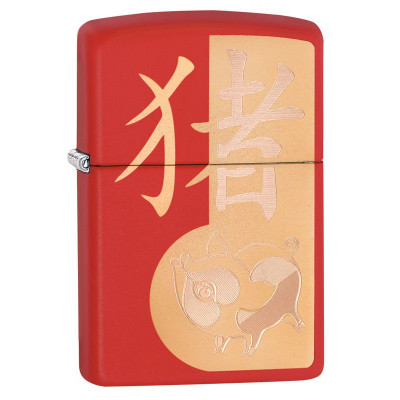Зажигалка ZIPPO 29661 Year of the Pig Red Matte