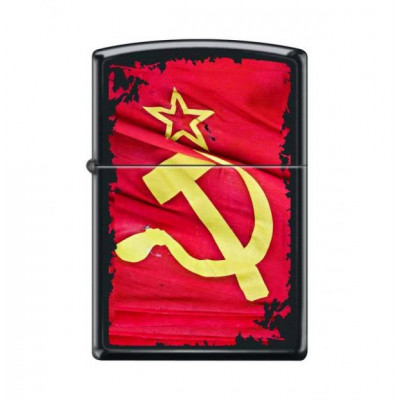  Зажигалка ZIPPO 218 Soviet Flag Sickle (серп и молот и звезда) Black Matte