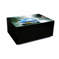 Хьюмидор Gentili Blue Car на 50 сигар, Черный лак SV50-Black-Blue-Car