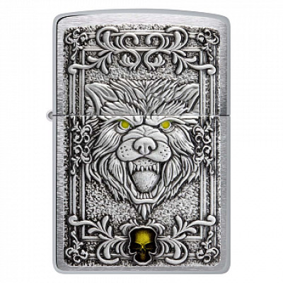 Зажигалка бензиновая Zippo (48690) Wolf Emblem Brushed Chrome