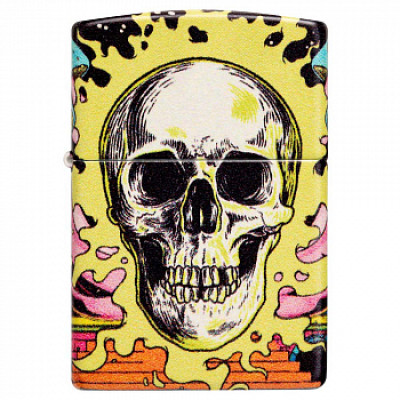 Зажигалка бензиновая Zippo (48640) Skull Design Glow in the Dark Green