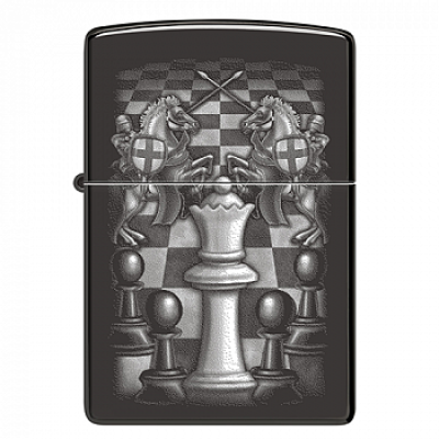 Зажигалка бензиновая Zippo (48762) Chess Design High Polish Black
