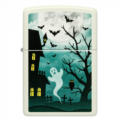Зажигалка бензиновая Zippo (48727) Spooky Design Glow in the Dark Green