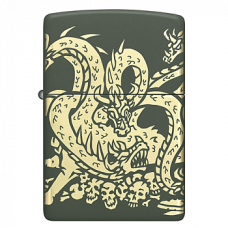 Зажигалка бензиновая Zippo (48907) Dragon Design Green Matte